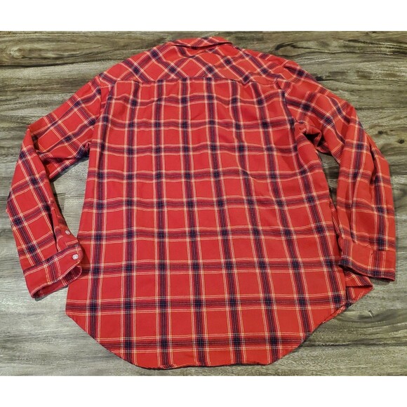 Killion Men's XXL 2XL Flannel Button Down Shirt Red Blue Plaid Hidden Buttons - Picture 4 of 4